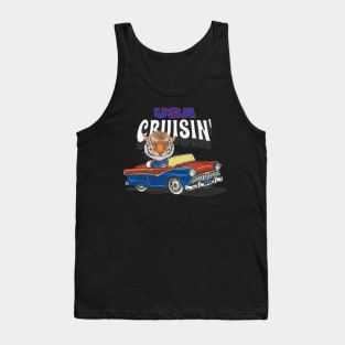 Cute and funny Tiger cruising the USA in an adorable classic car Tank Top